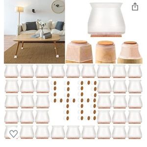 48 PCS Chair Leg Floor Protectors, Silicone Chair Leg Covers